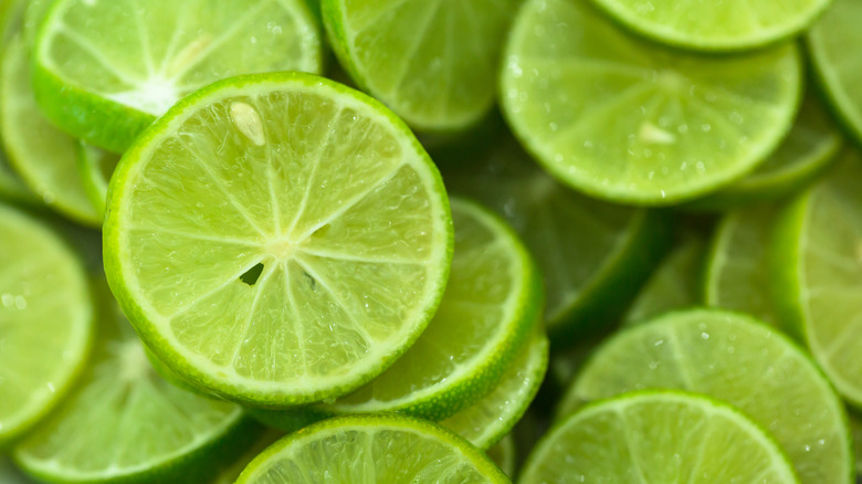 Texture shot of fresh limes