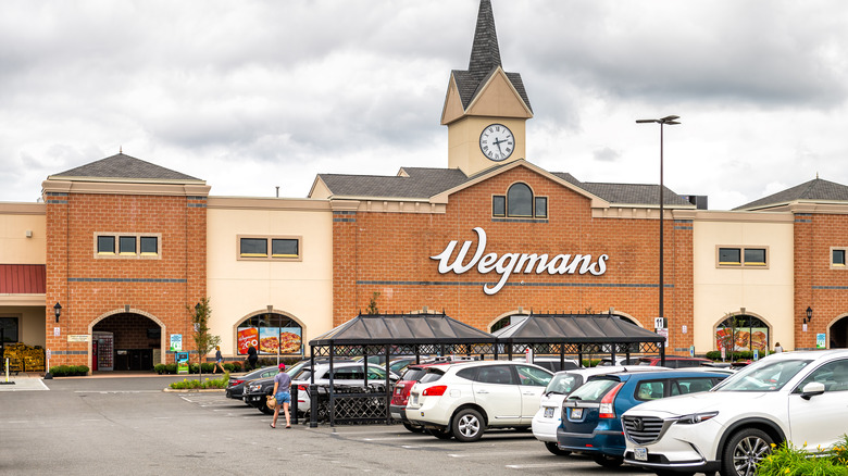 A parking lot in front of Wegmans