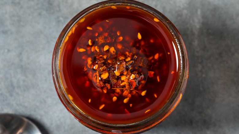 Jar of spicy chili oil