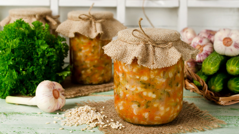 russian soup in a small jar