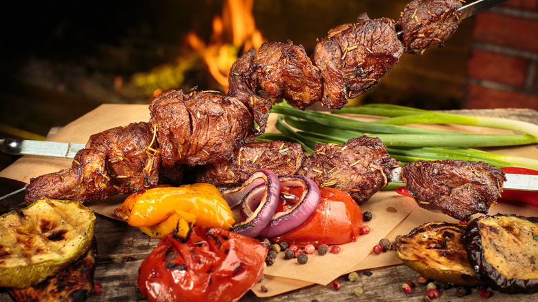 Chicken and vegetable kebabs