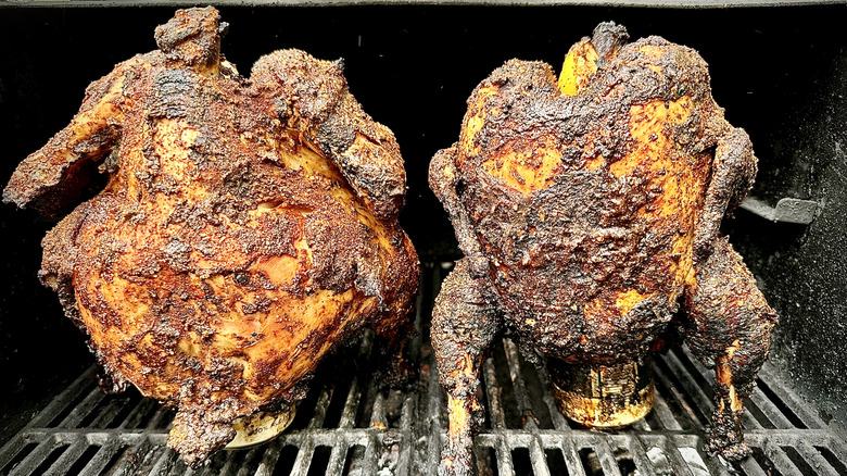 Smoked whole chickens