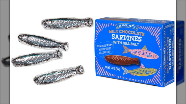 Box of Trader Joe's Milk Chocolate Sardines with Sea Salt