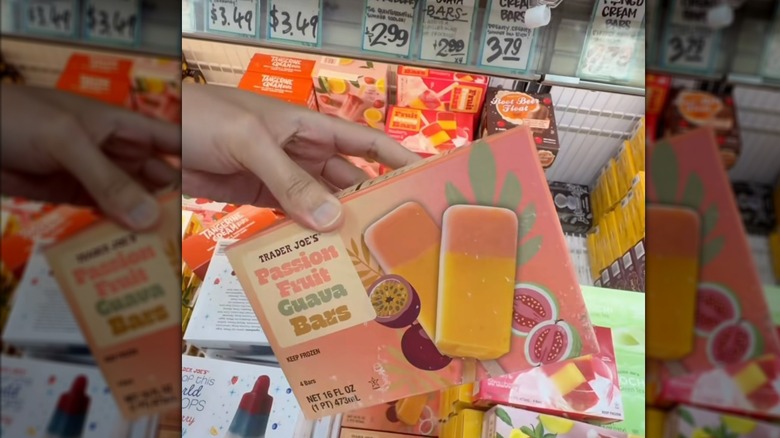Trader Joe's Passion Fruit Guava Bars in freezer section
