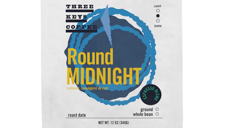 Closeup of Three Keys Coffee bag label