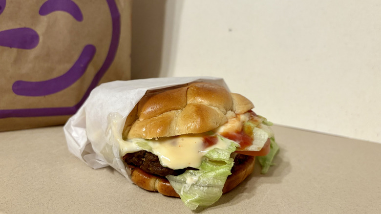 A Buttery Smashed Jack in front of a Jack in the Box bag