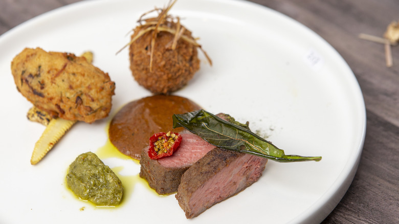 Food elements on a plate