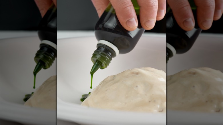 Plating with herb oil