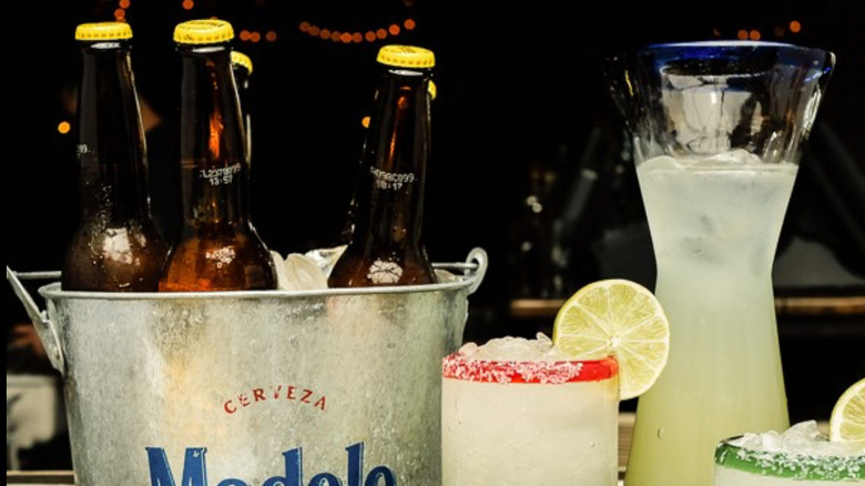 A bucket of ice-cold beers and margaritas at Saint Anejo