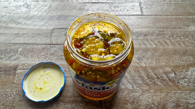 Vlasic pickles in a jar with the lid