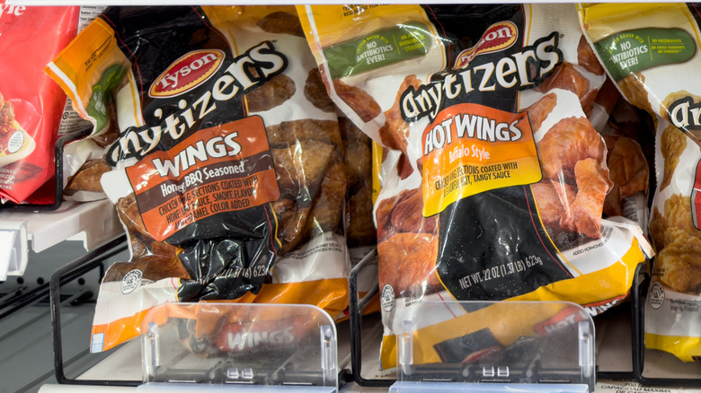 Tyson frozen chicken wings in store