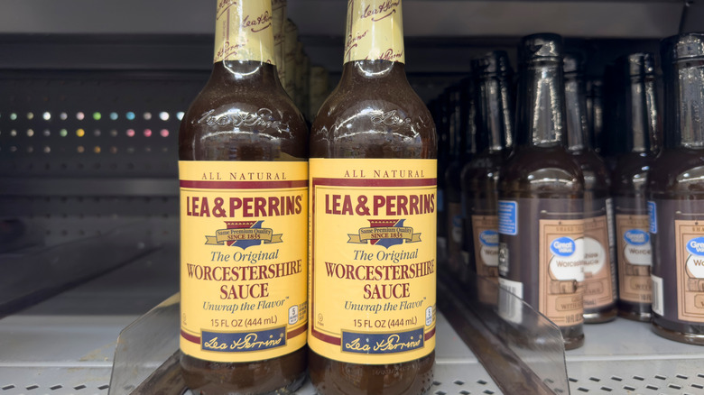 Bottles of Worcestershire sauce