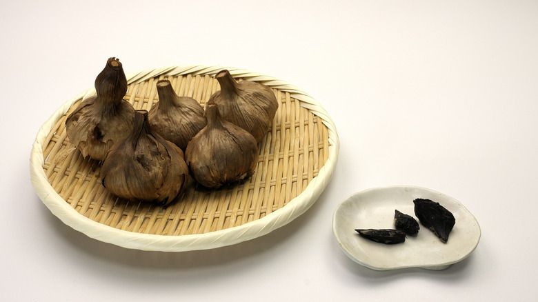 Black garlic on a dish