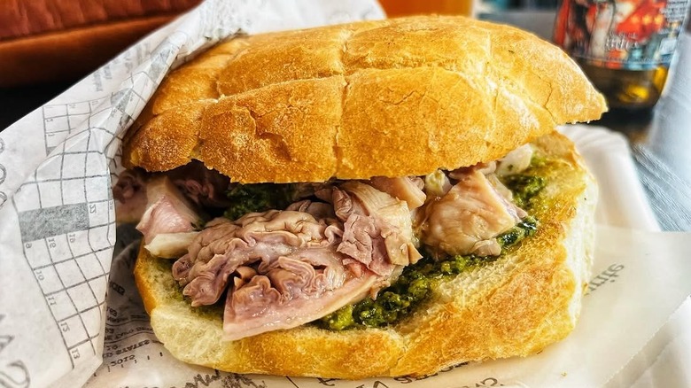 An Italian lampredotto sandwich