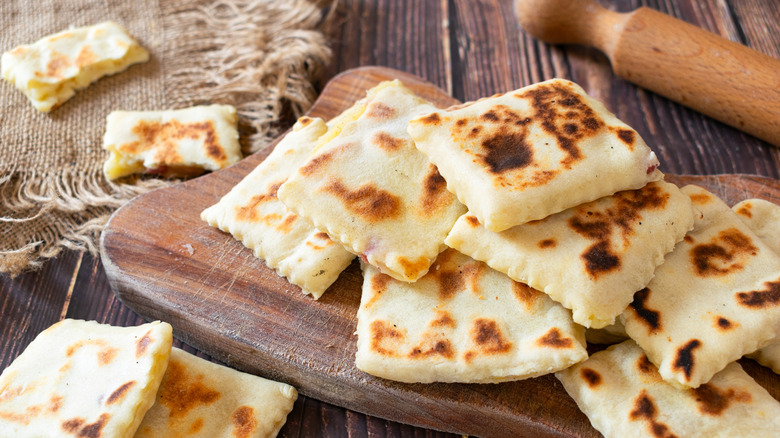 Italian piadina on a cutting board