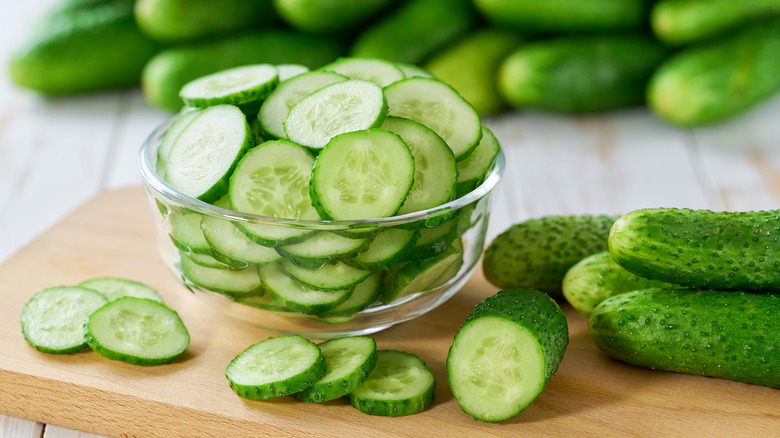 cucumber sliced in bowl