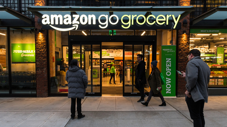 people visiting amazon go grocery