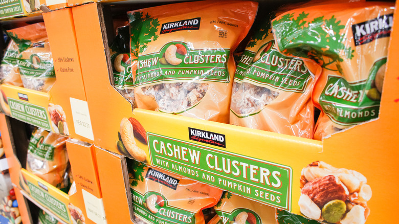 picture of box of bags of cashew clusters