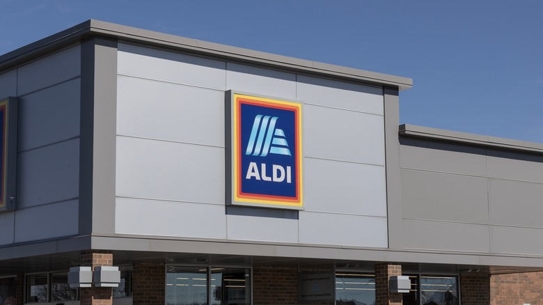 The exterior of an Aldi store