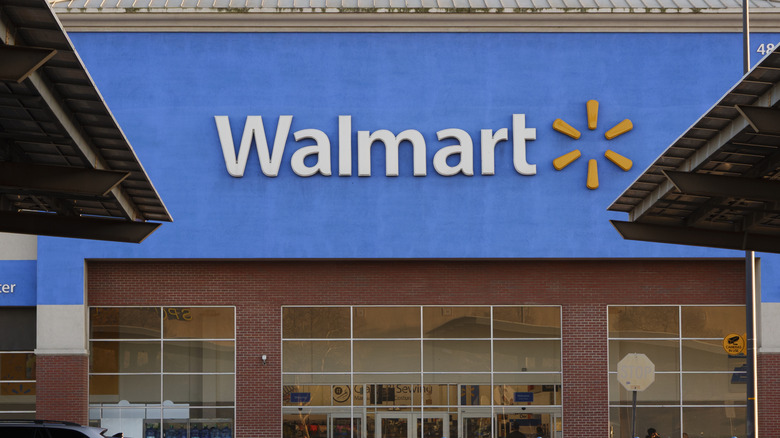 The exterior of a Walmart store