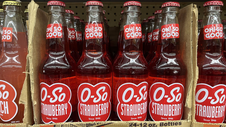 O-So Soda on store shelf