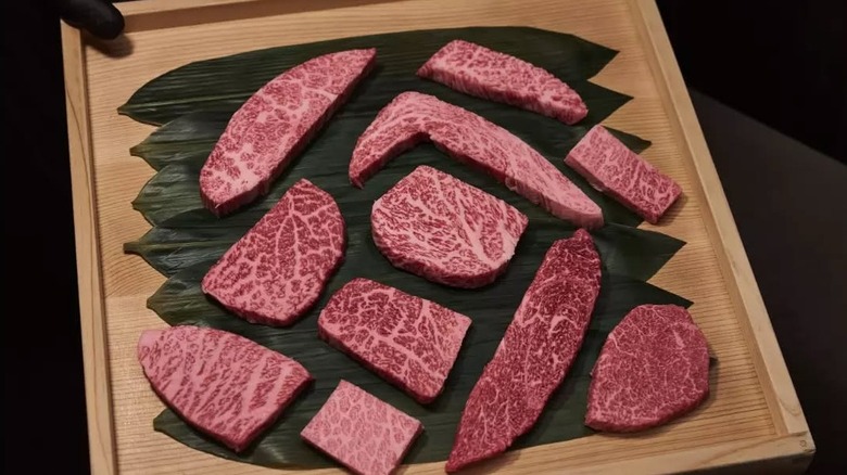 Tray of different Wagyu cuts from HYUN