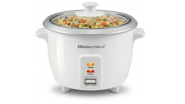 Elite Gourmet Rice Cooker against a white background