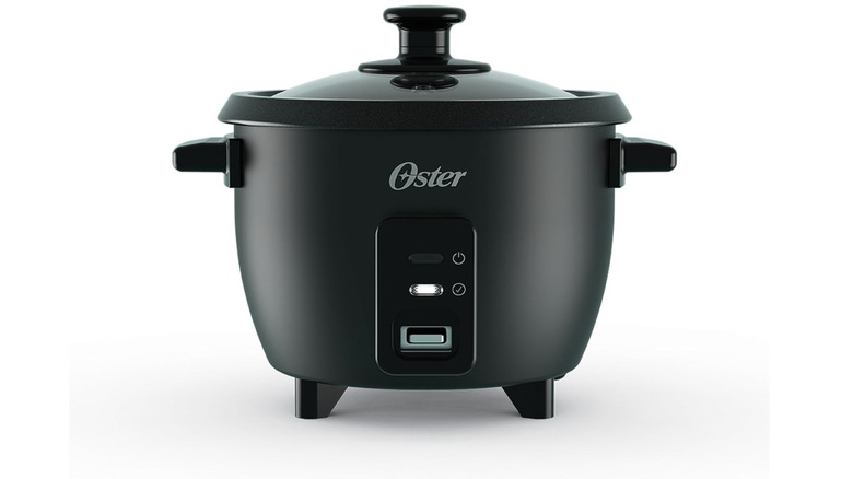 Oster Rice Cooker against a white background