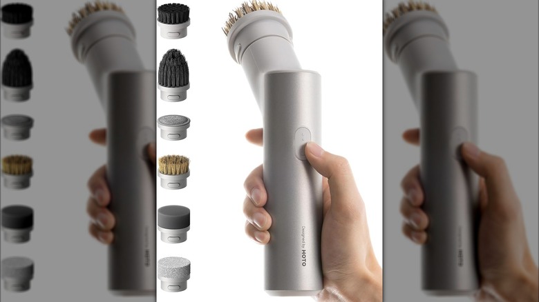 Hoto spin scrubber with interchangeable heads
