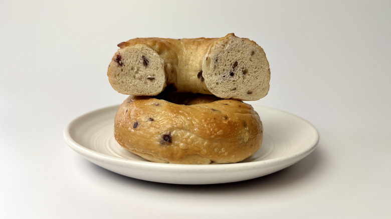 Shop n Save's bakery blueberry bagel on a white plate