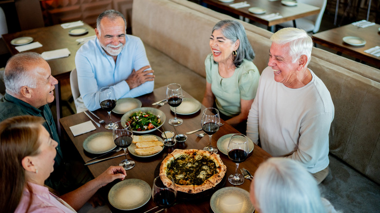 Older diners sitting in a restaurant
