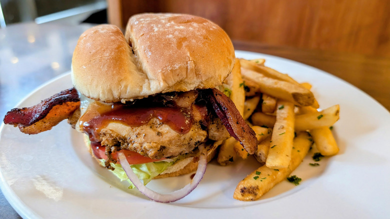 Chicken salad sandwich with fries