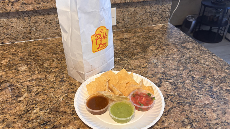 El Pollo Loco bag of chips and salsas