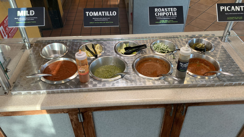 Rubio's salsa bar