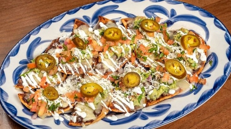 A plate of chicken nachos at Rosa Mexicano