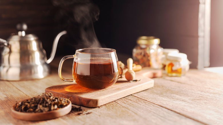 Glass of hot tea