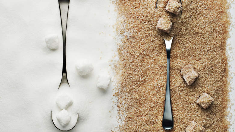 White and brown sugar