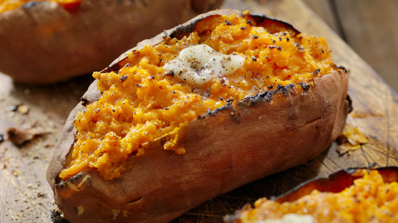 perfect texture in a baked sweet potato with butter