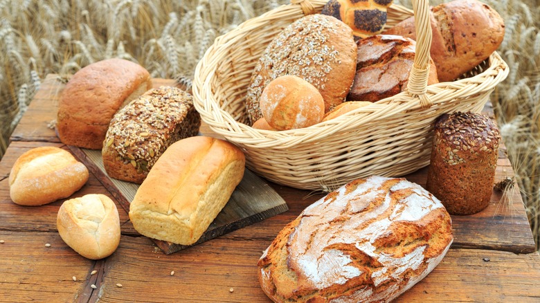 Selection of different bread in a basket