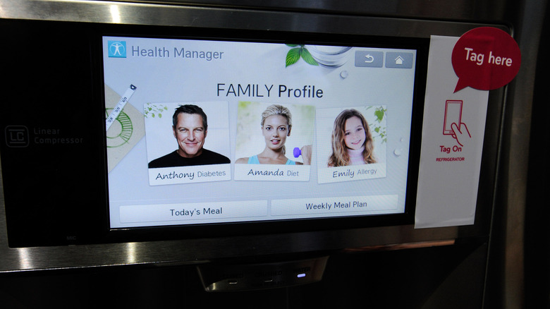 Fridge with profiles listed on it