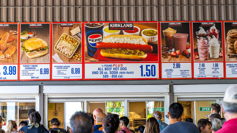 a Costco food court and menu