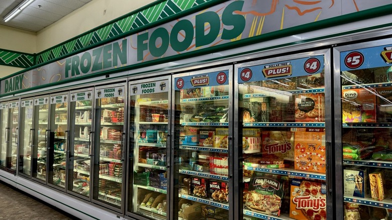 frozen food aisle at Dollar Tree