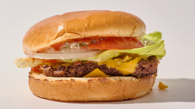 Wendy's hamburger on a table