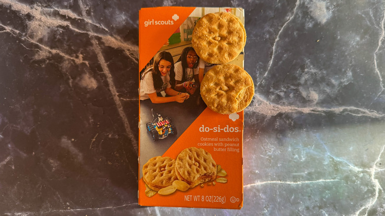 Do-si-dos cookies on slate background