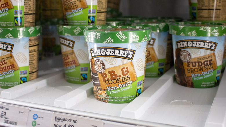 Pints of Ben & Jerry's non-dairy P.B. & Cookies.