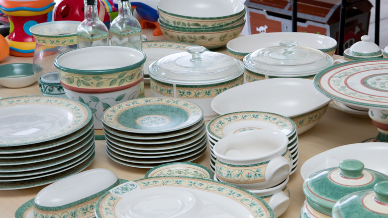 Plates and servingware on a table