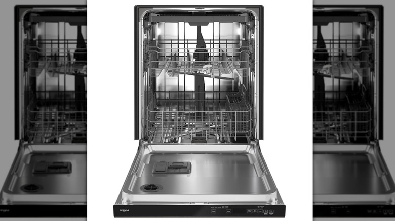 Open Whirlpool dishwasher