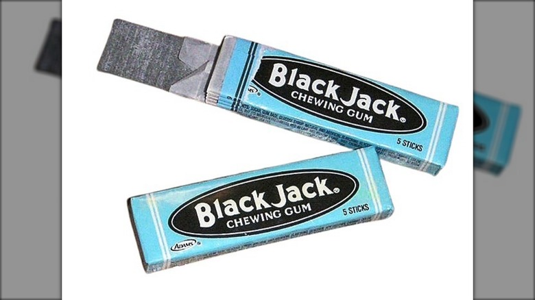 One opened and one unopened pack of Black Jack Chewing Gum