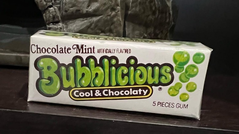 A pack of Bubblicious Chcolate Mint gum