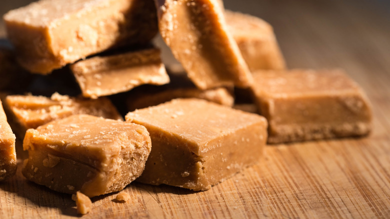 Fudge squares on counter